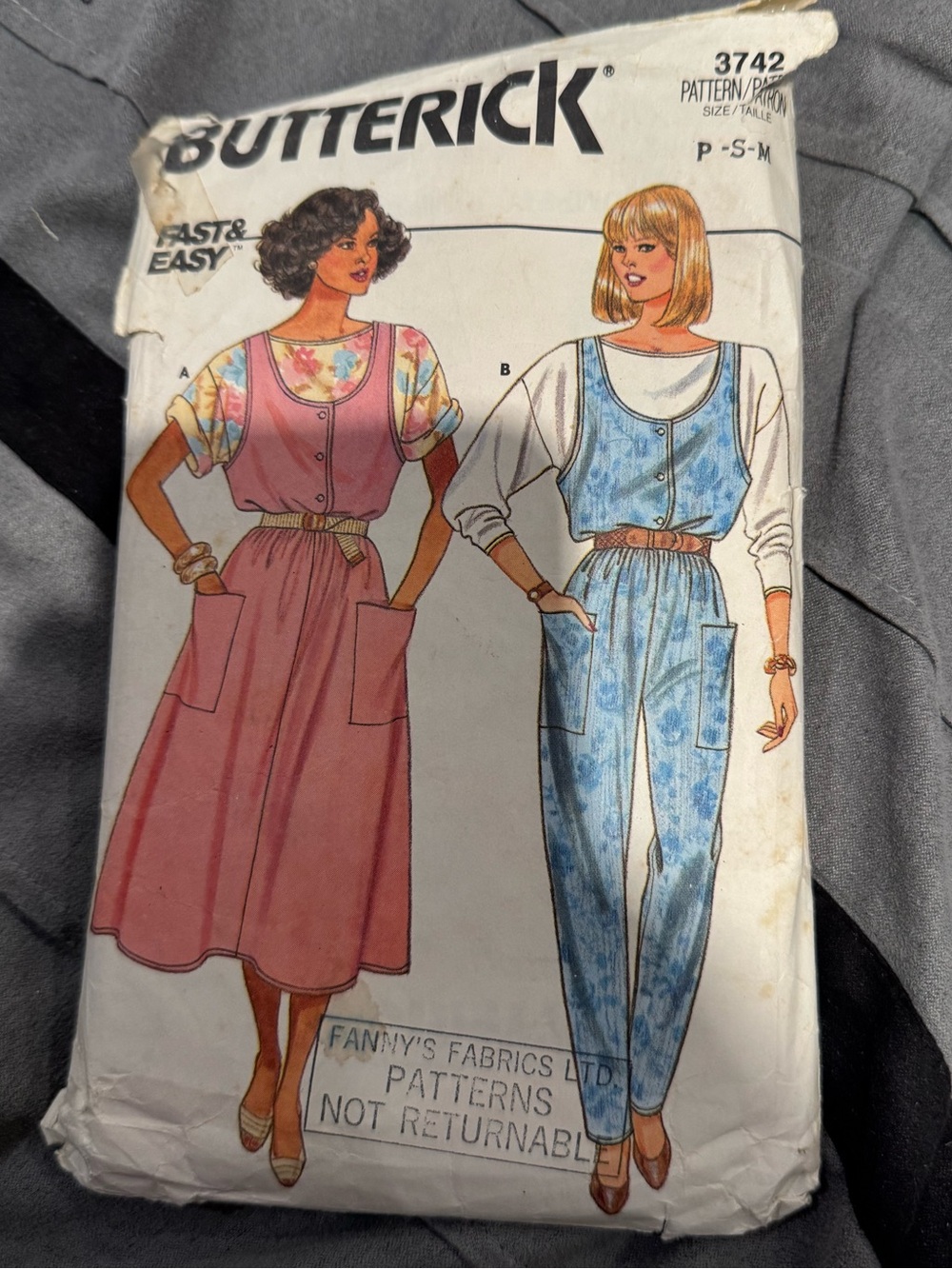 Butterick 1980s jumpsuit and dress sewing pattern